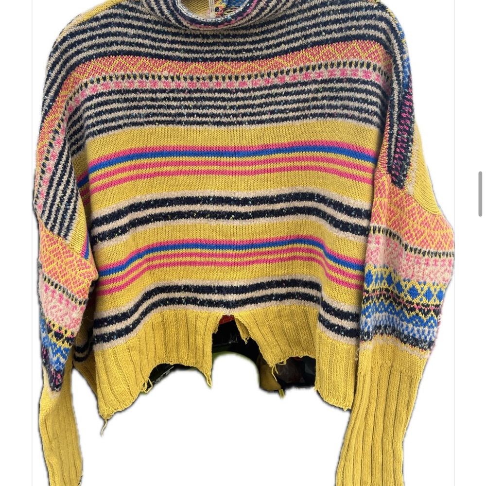 Free People Multicolor Striped Turtleneck Sweater